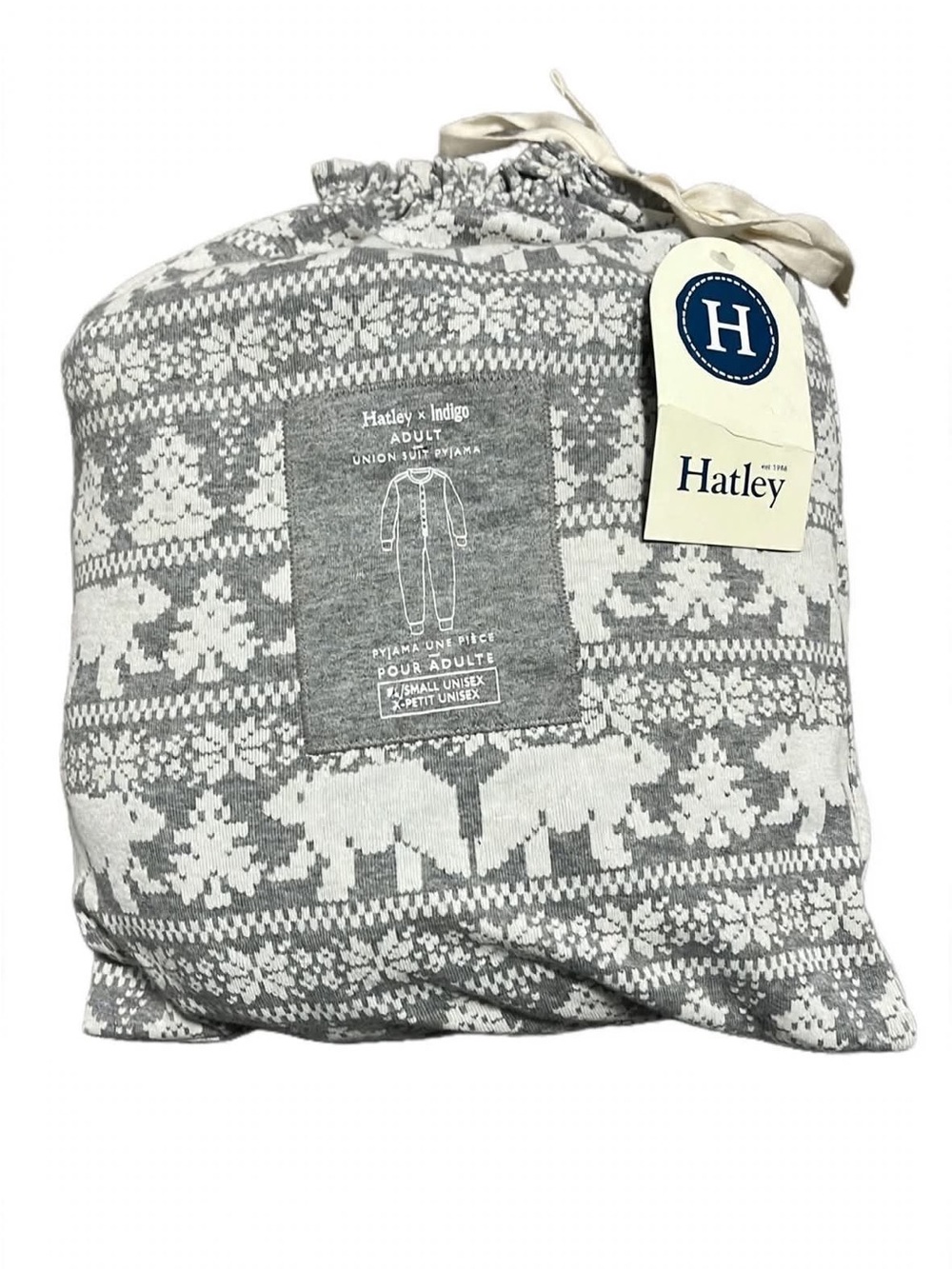 NWT Hatley x Indigo Adult Union Suit XS Winter Fair Isle Polar Bear Butt Flap On - Picture 5 of 5